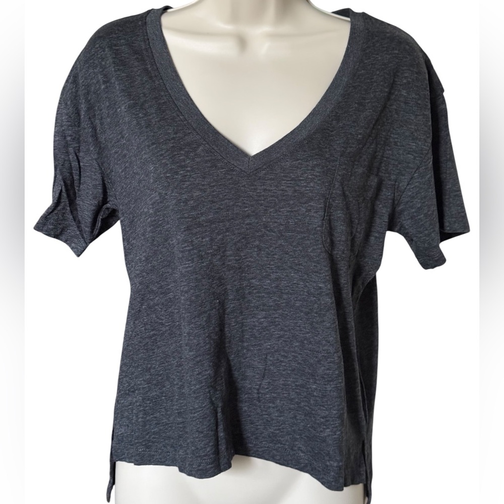 J. Crew Dark Gray V-Neck Short Sleeve Top